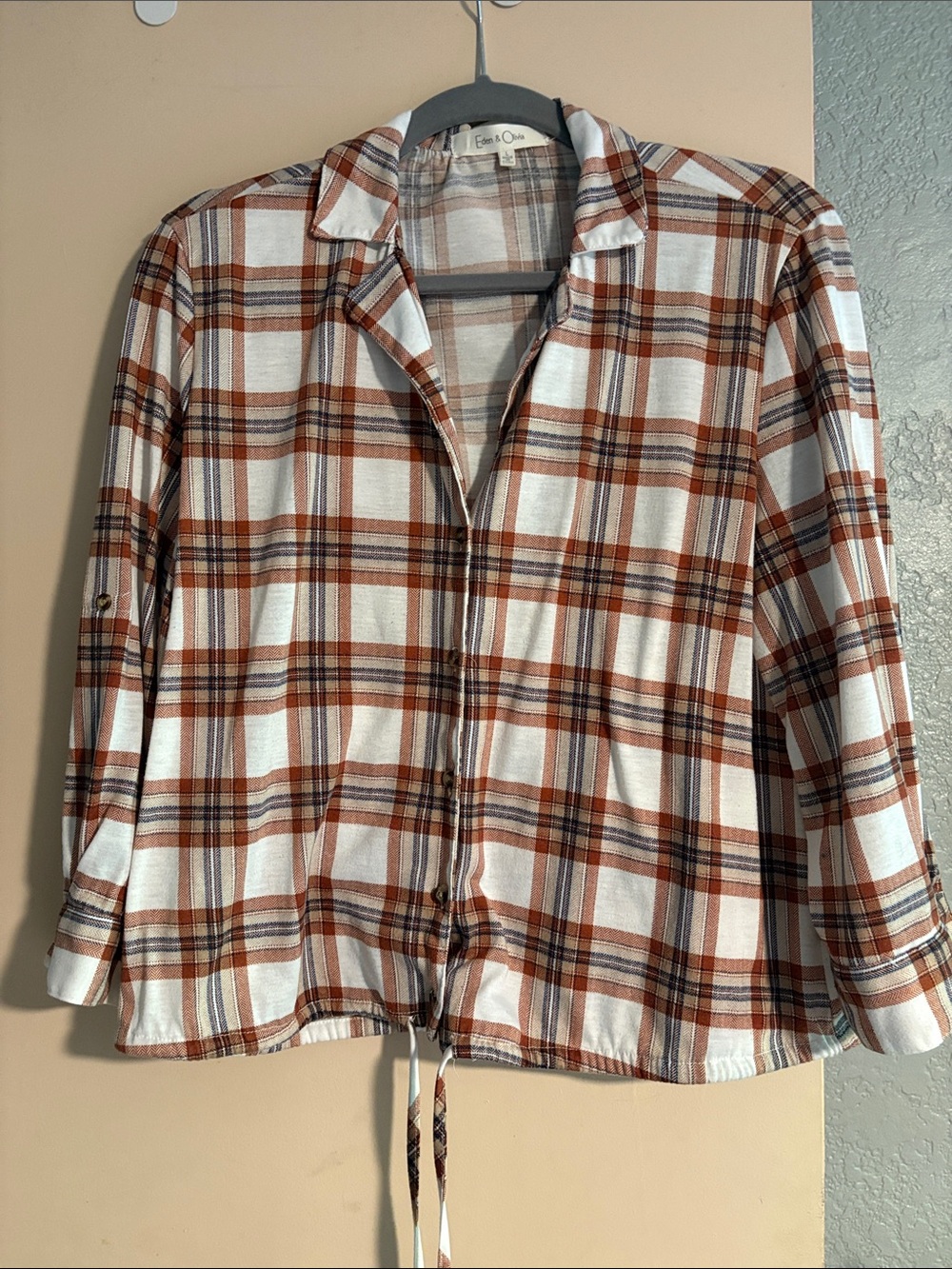 Cozy Rust Plaid Button-Front Women’s Shirt